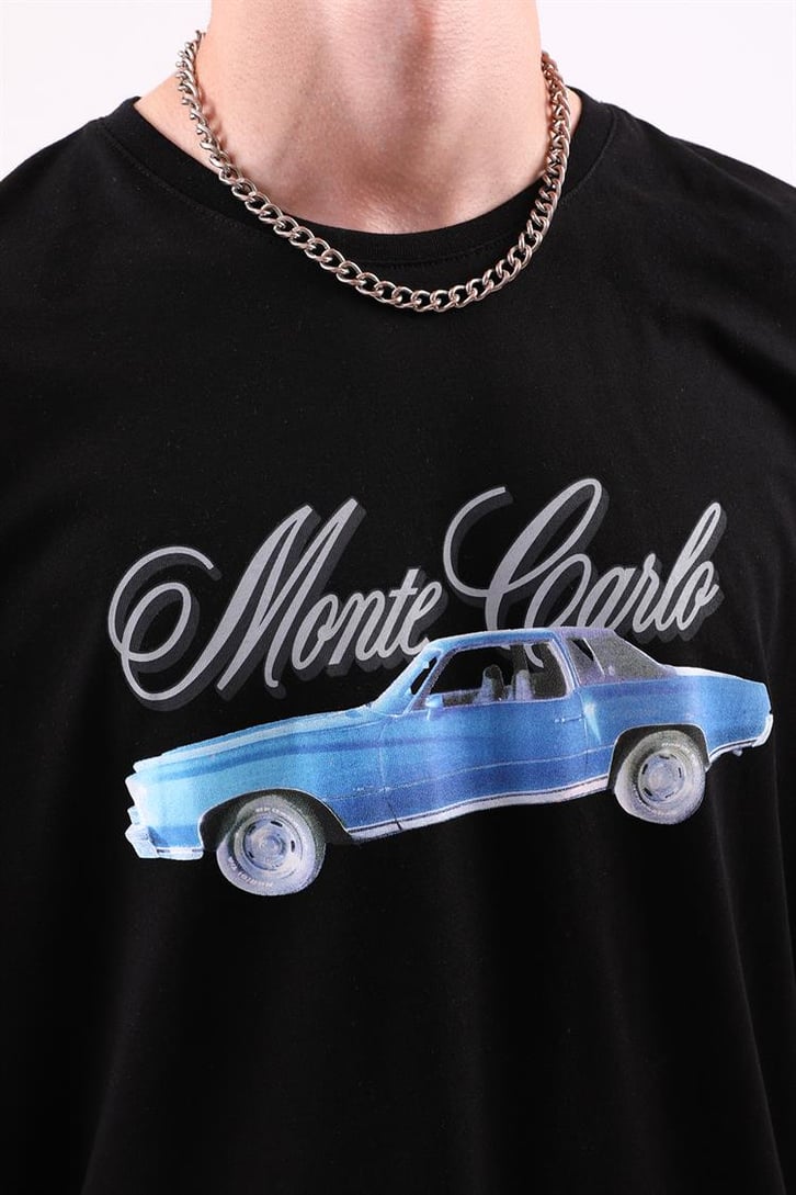Monte Carlo Siyah Baskılı Tişört