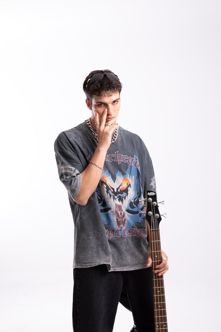 Motörhead Baskılı Acid Wash Oversize Tshirt