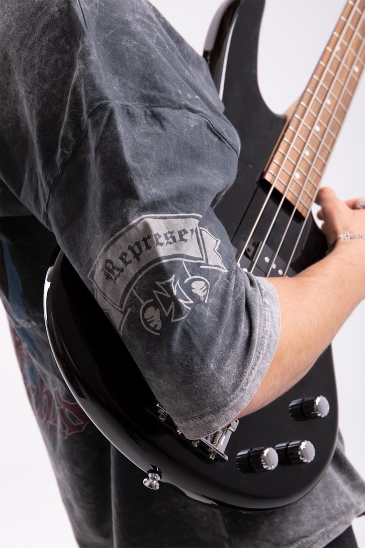 Motörhead Baskılı Acid Wash Oversize Tshirt