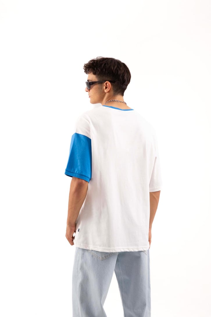 Must Be Different Baskılı Mavi Oversize Tişört