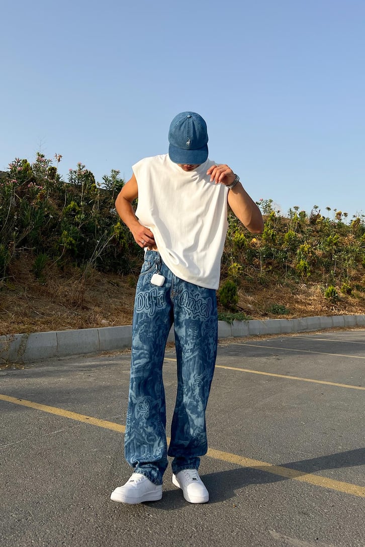Mythological Desenli Baggy Jean
