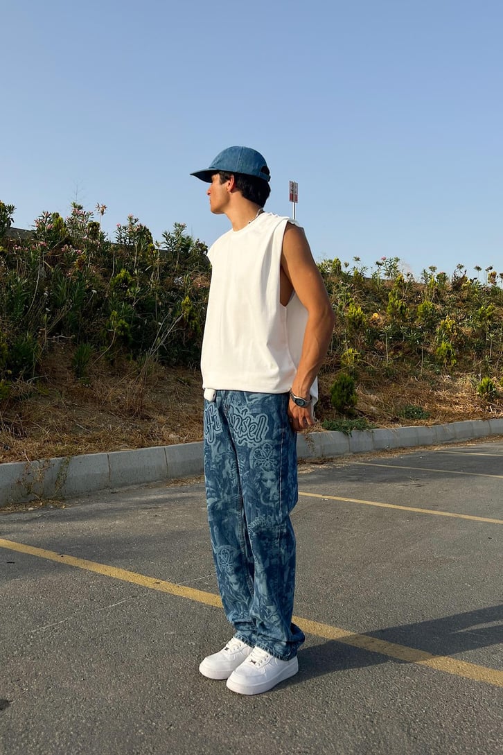 Mythological Desenli Baggy Jean
