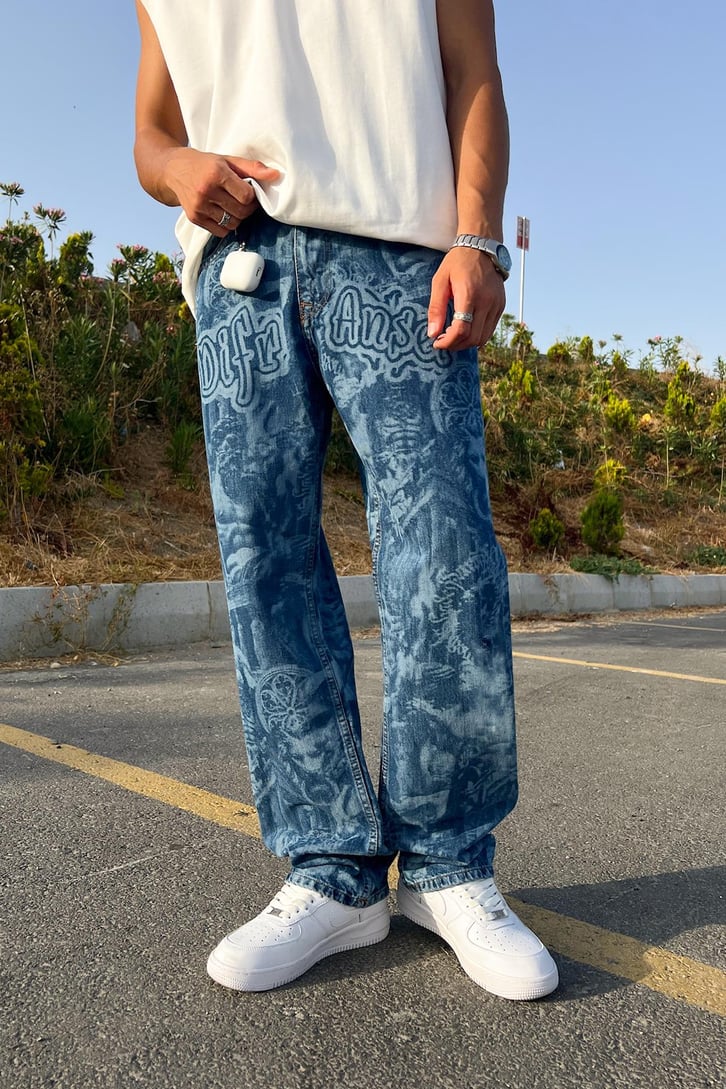 Mythological Desenli Baggy Jean