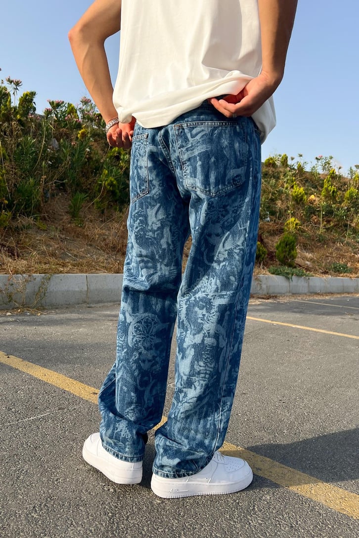 Mythological Desenli Baggy Jean