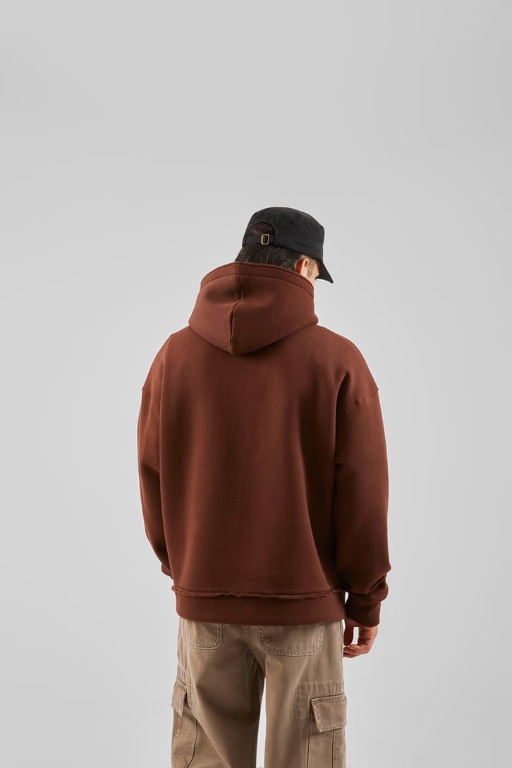 Nakış Detaylı Bej Oversize Hoodie