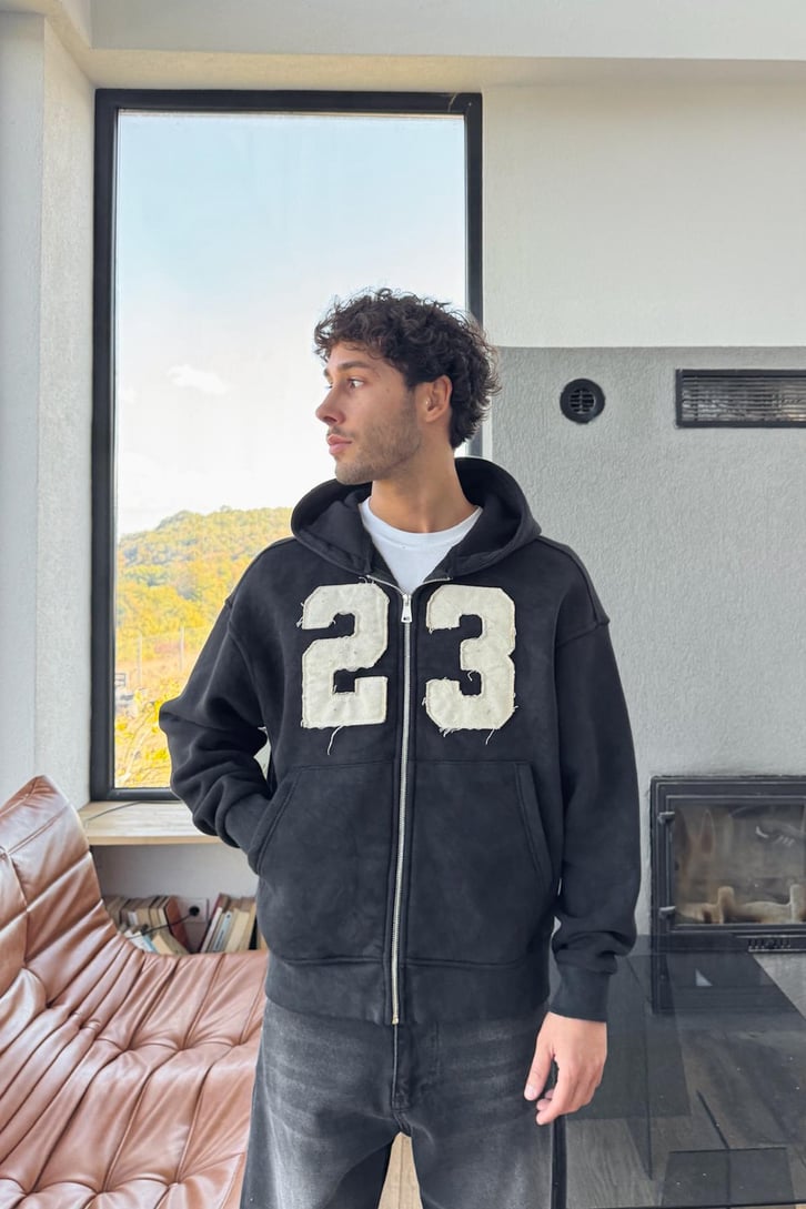 Nakışlı Full Zip Hoodie