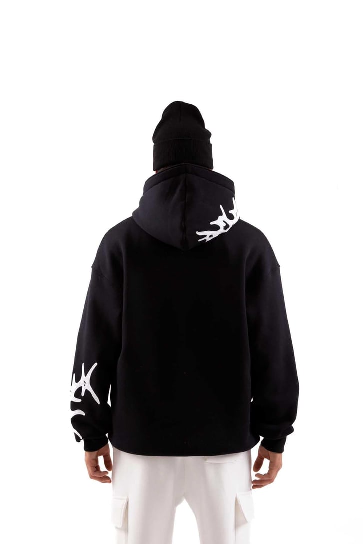 Nakışlı Haki Oversize Hoodie
