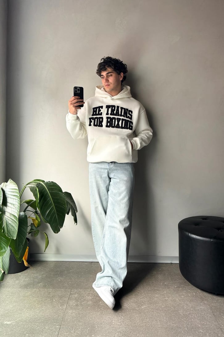 Nakışlı Oversize Hoodie