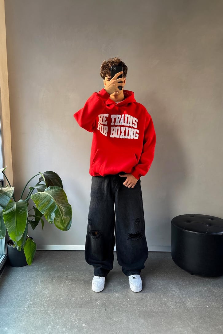 Nakışlı Oversize Hoodie