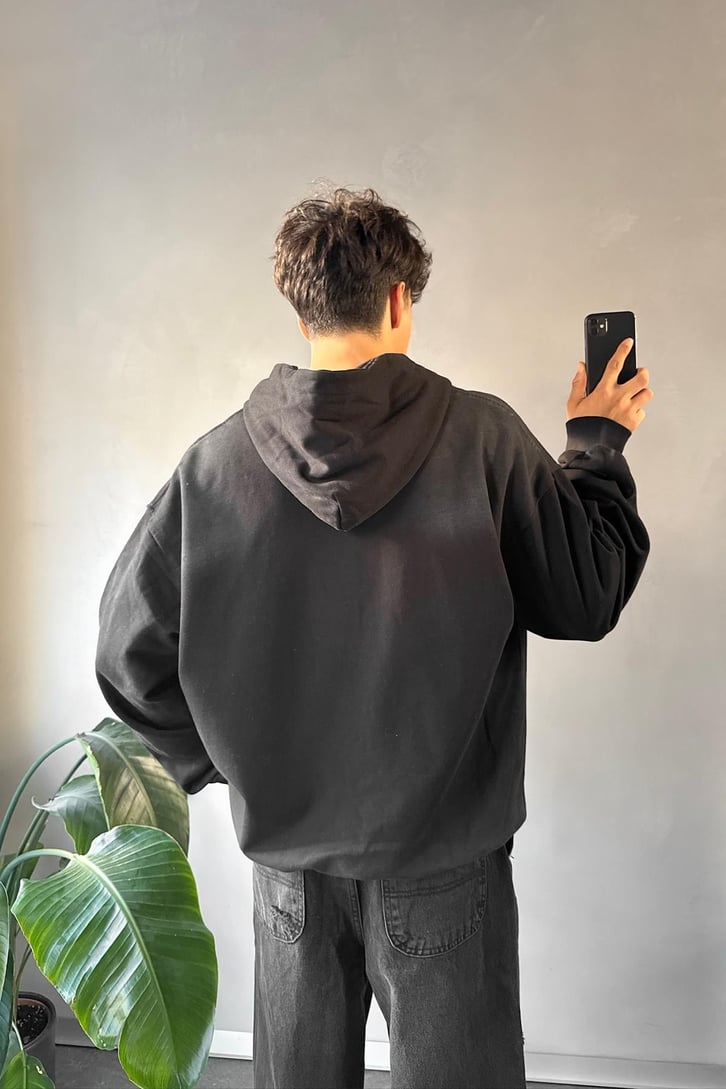 Nakışlı Oversize Zip Hoodie