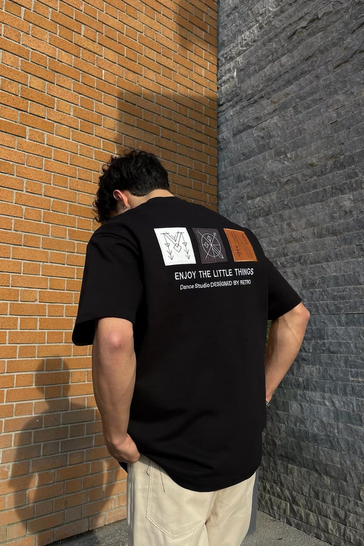 NAN Nakışlı Ekru Oversize Tişört
