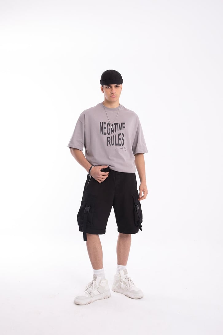 Negative Rules Baskılı Oversize Tshirt
