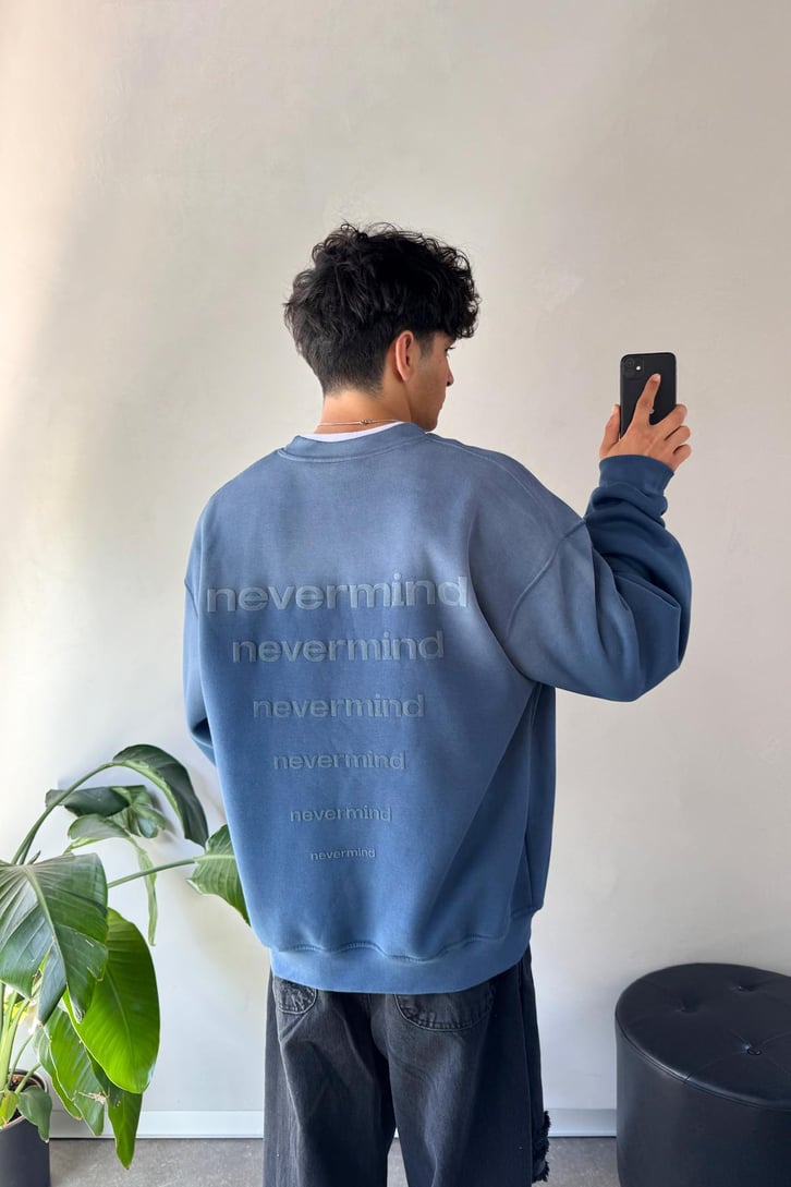 Nevermind Baskılı Bisiklet Yaka Sweatshirt