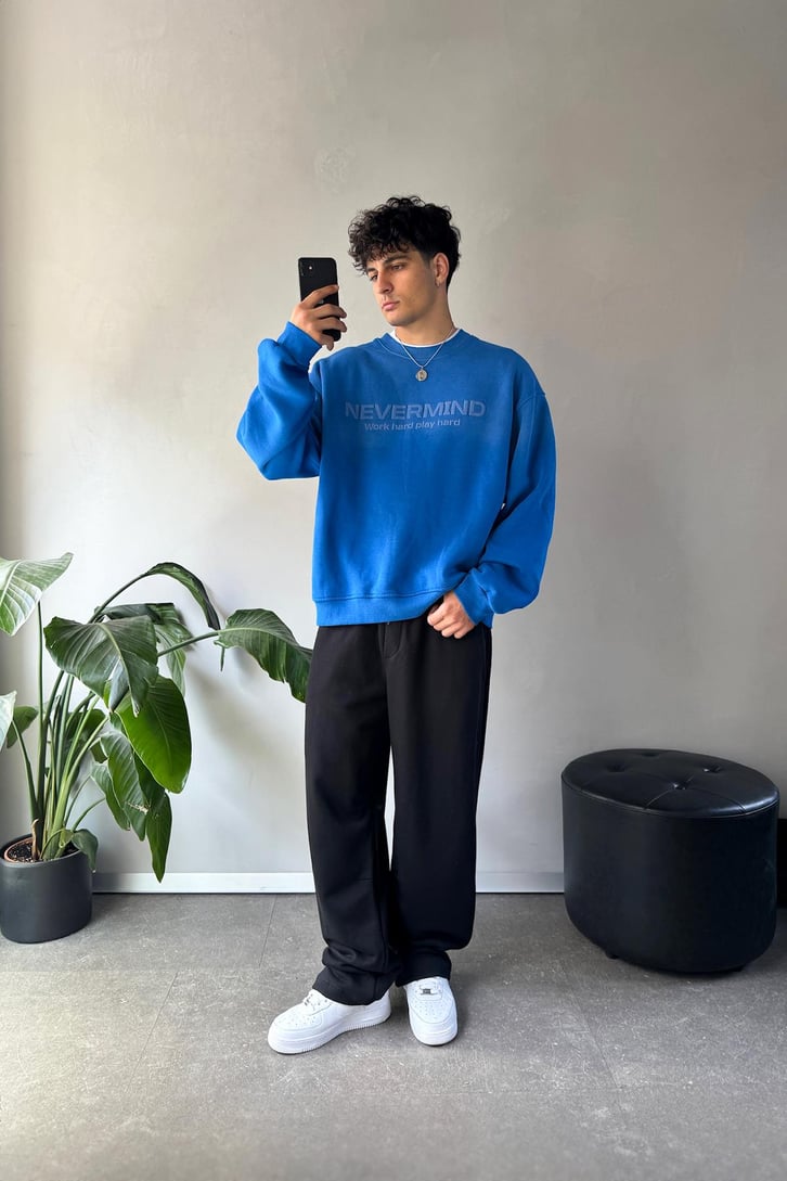 Nevermind Baskılı Bisiklet Yaka Sweatshirt
