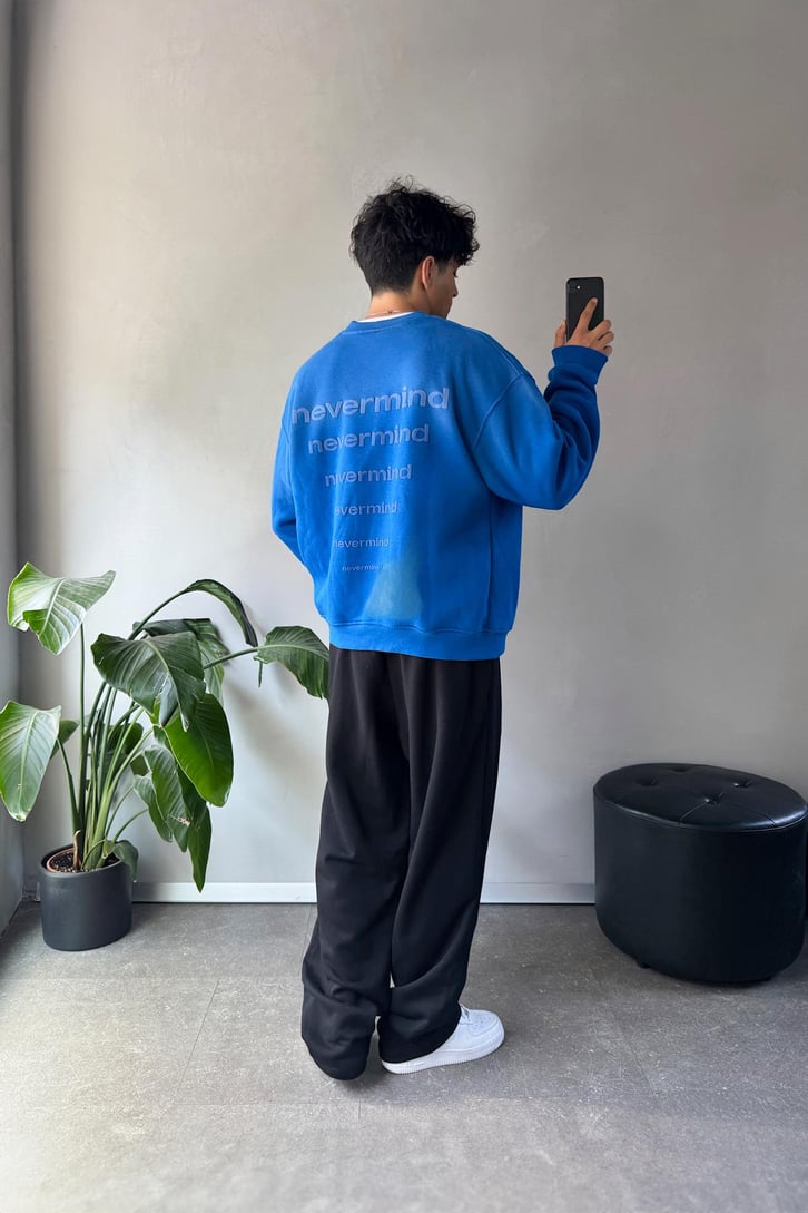 Nevermind Baskılı Bisiklet Yaka Sweatshirt