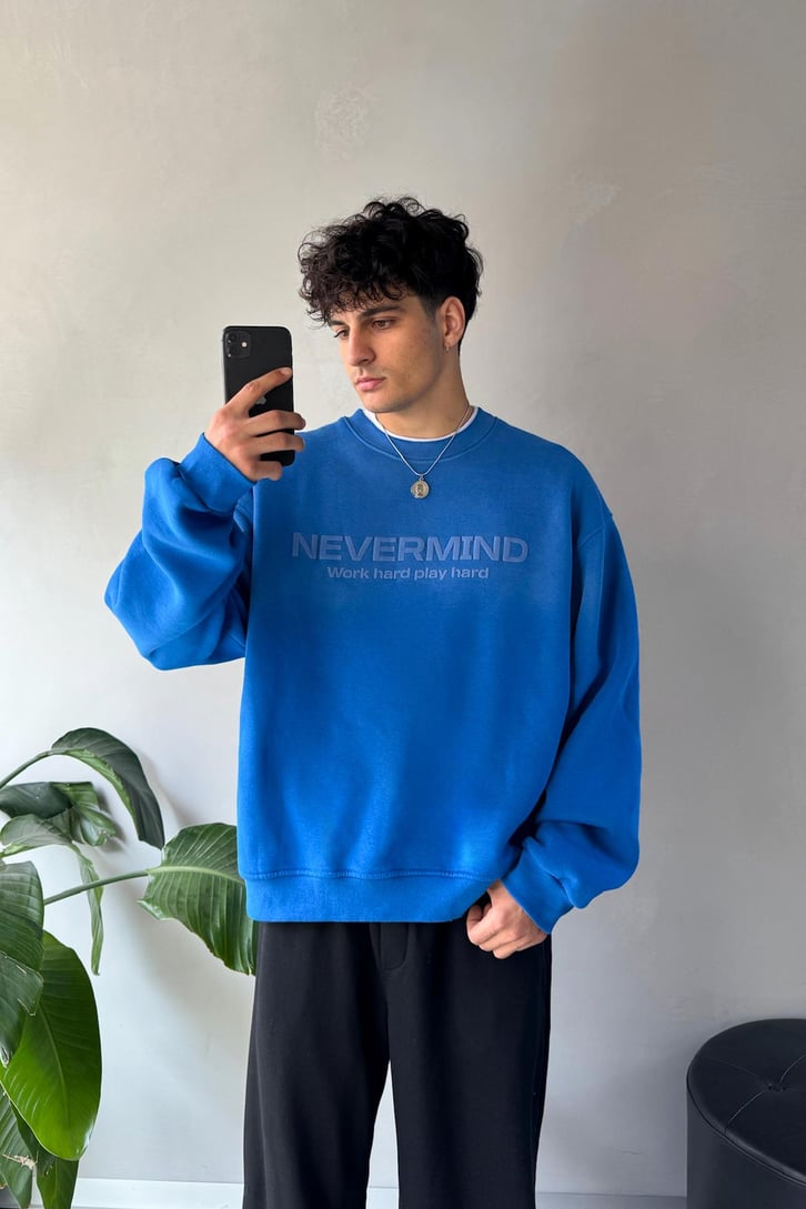Nevermind Baskılı Bisiklet Yaka Sweatshirt