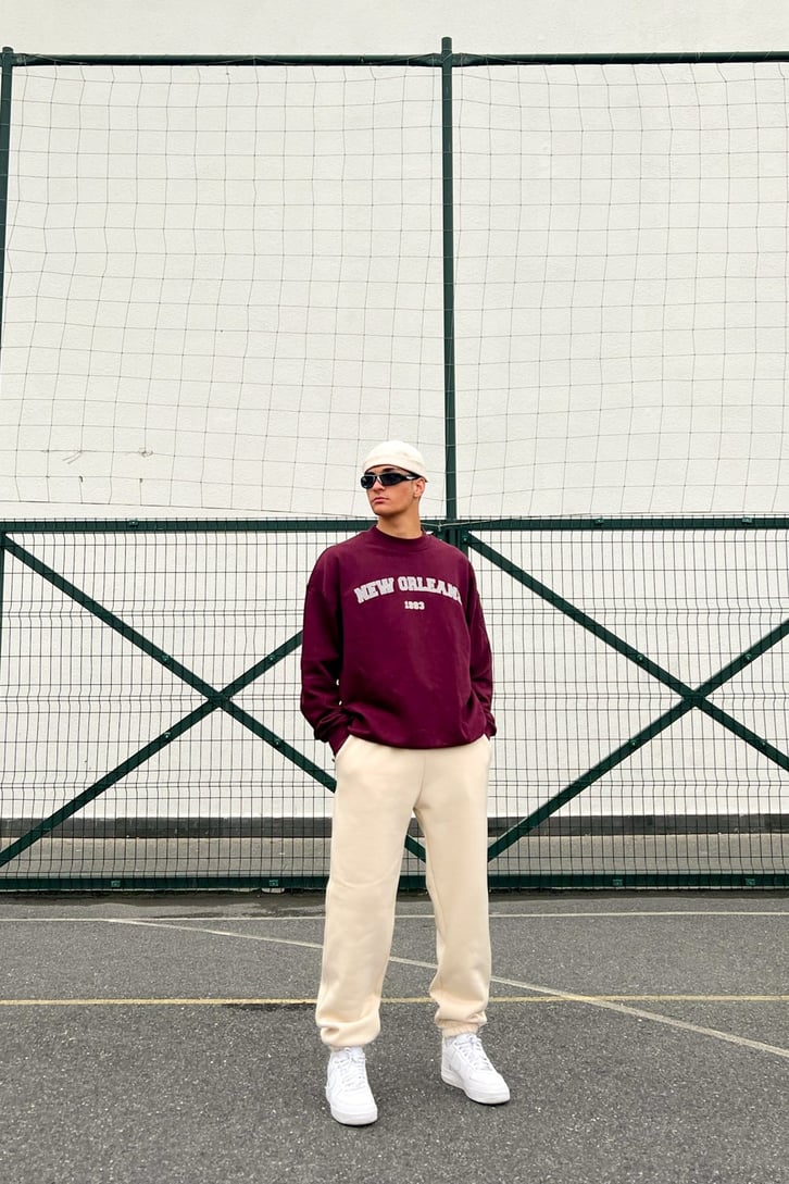 New Orleans Baskılı Bordo Sweatshirt
