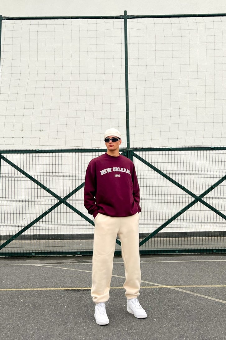 New Orleans Baskılı Bordo Sweatshirt