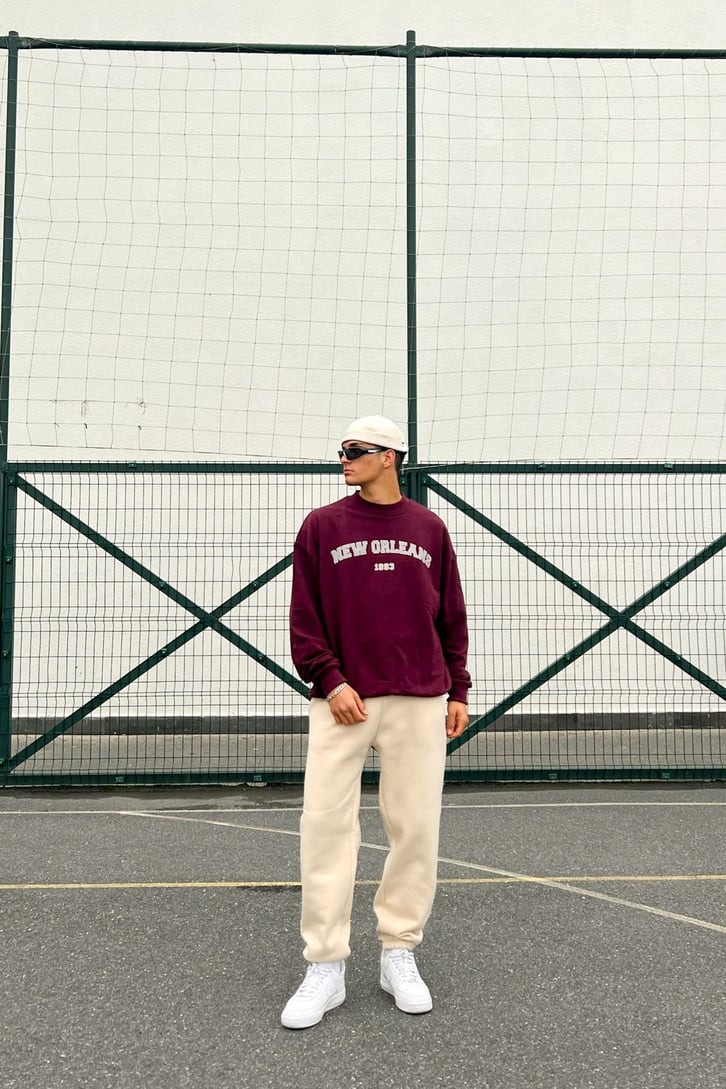New Orleans Baskılı Bordo Sweatshirt