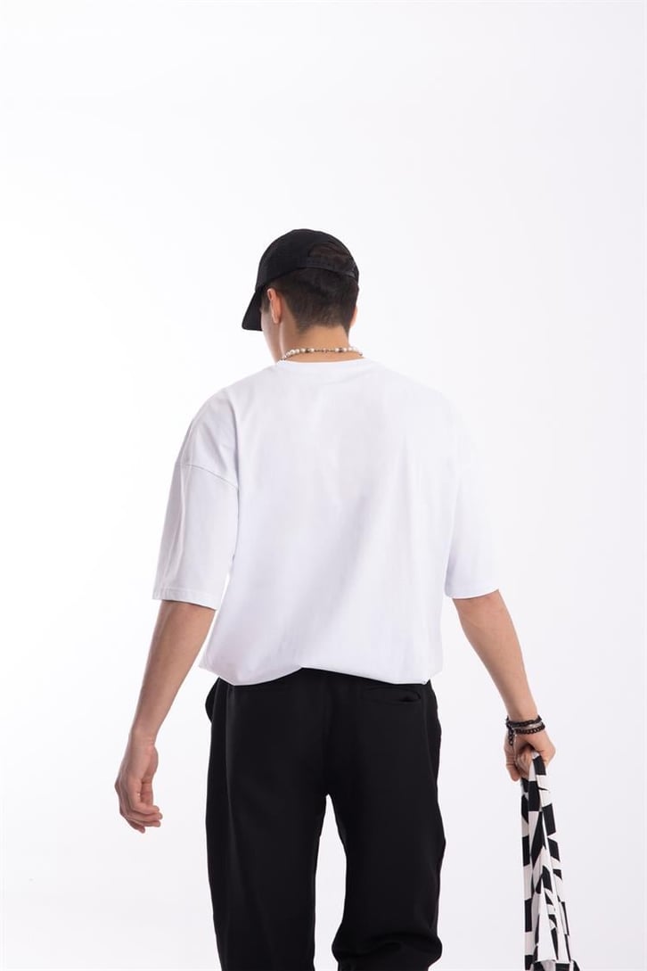New Orleans Nakışlı Beyaz Oversize Tişört