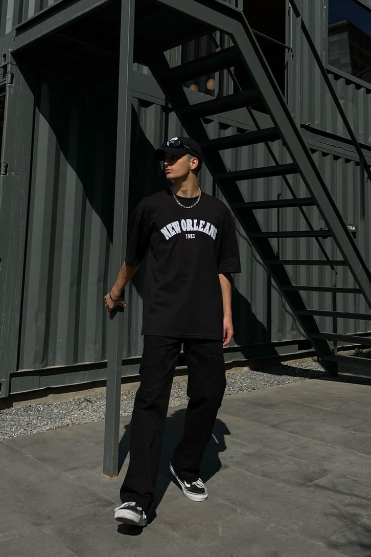 New Orleans Nakışlı Oversize Tshirt