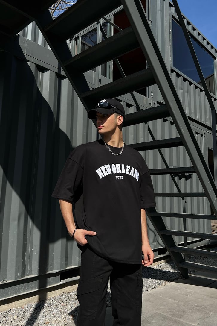 New Orleans Nakışlı Oversize Tshirt