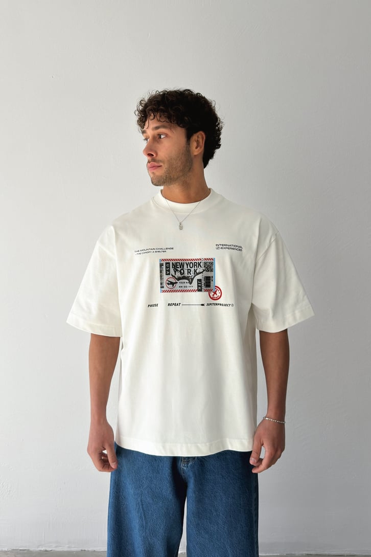 New York Baskılı Tişört