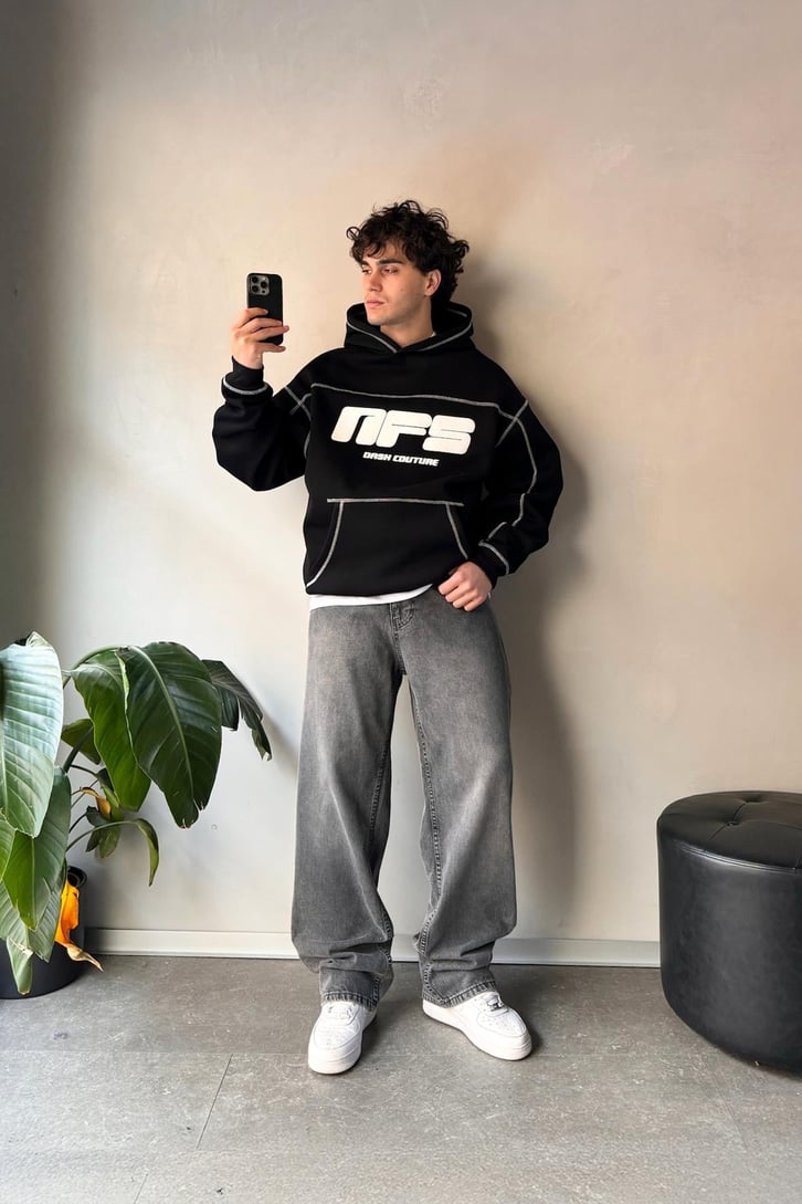 Nfs Baskılı Oversize Hoodie