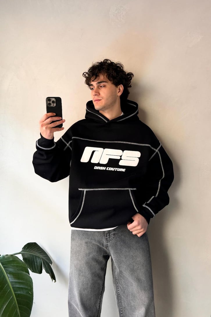 Nfs Baskılı Oversize Hoodie