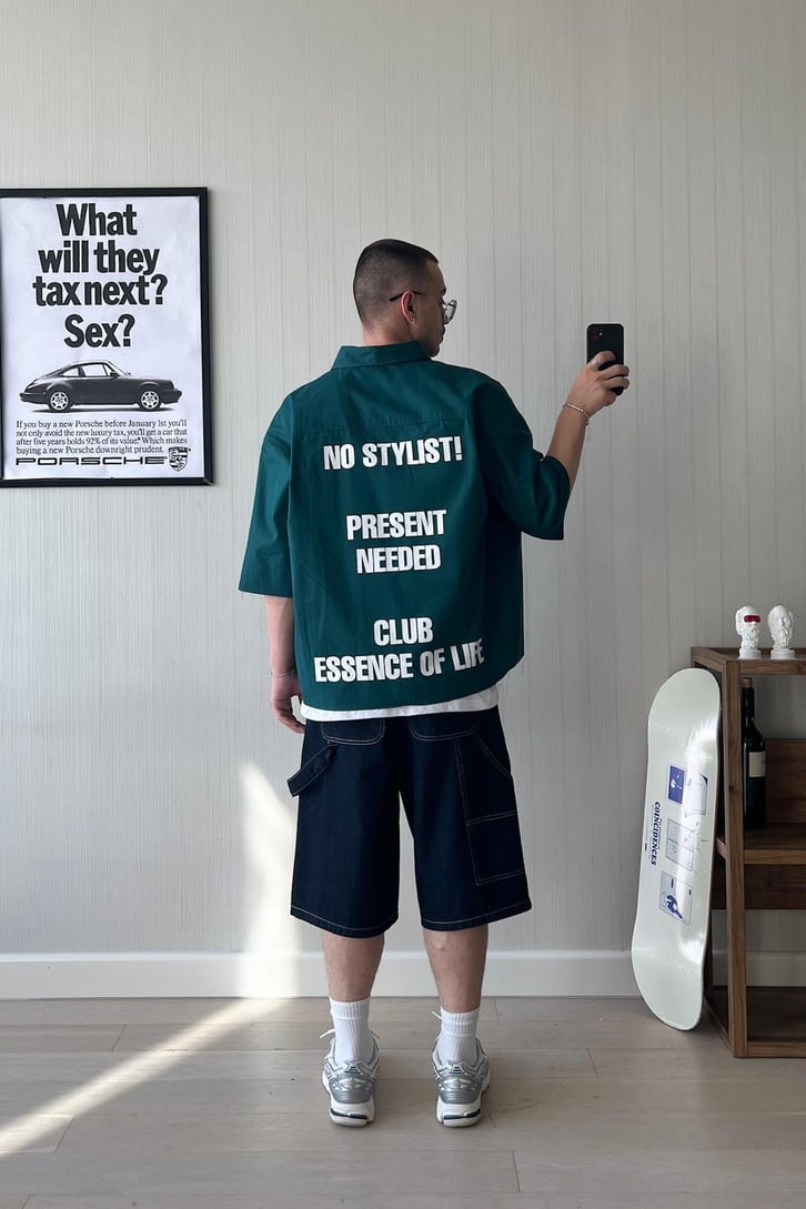 No Stylist! Kısa Kol Oversize Gömlek