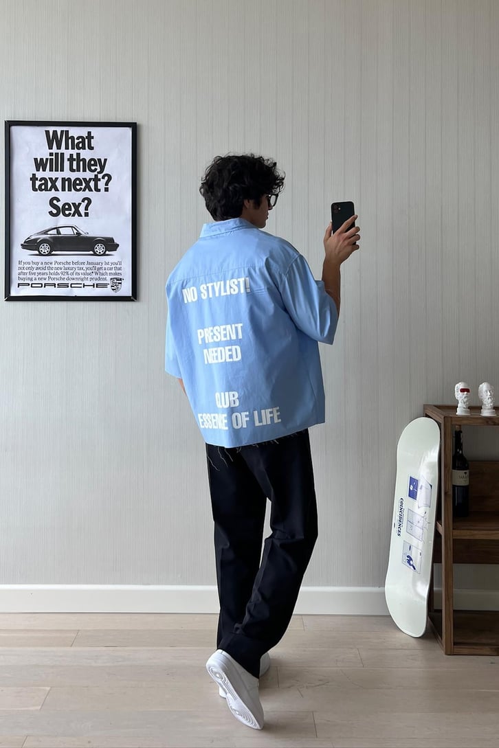 No Sytlist! Kısa Kol Oversize Gömlek