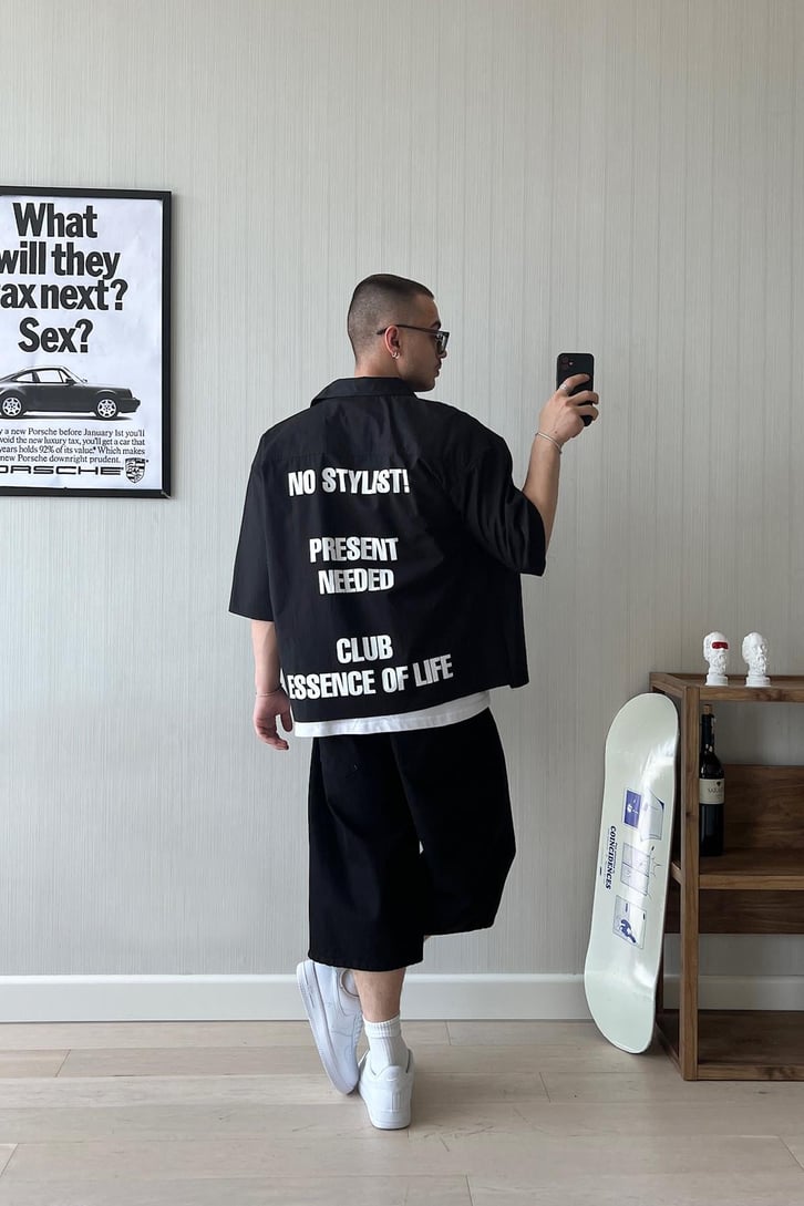 No Sytlist! Kısa Kol Oversize Gömlek