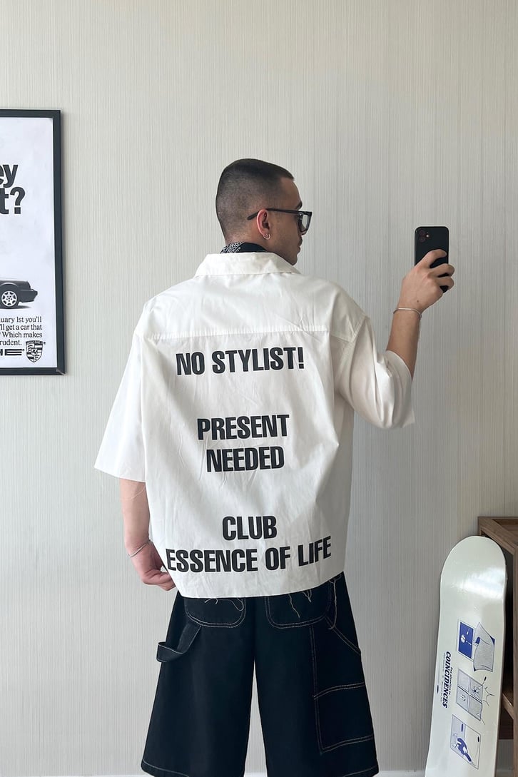No Sytlist! Kısa Kol Oversize Gömlek