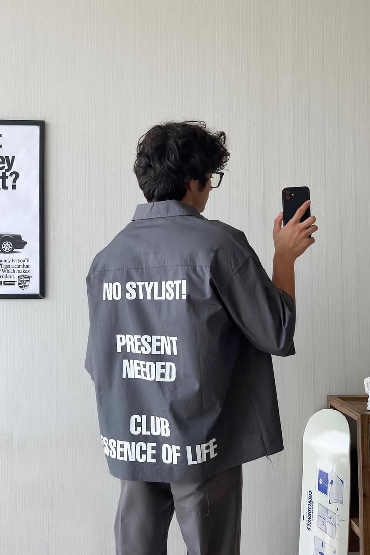 No Sytlist! Kısa Kol Oversize Gömlek