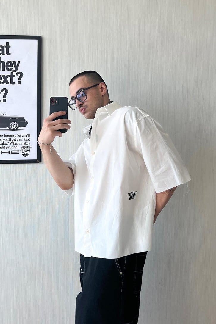 No Sytlist! Kısa Kol Oversize Gömlek