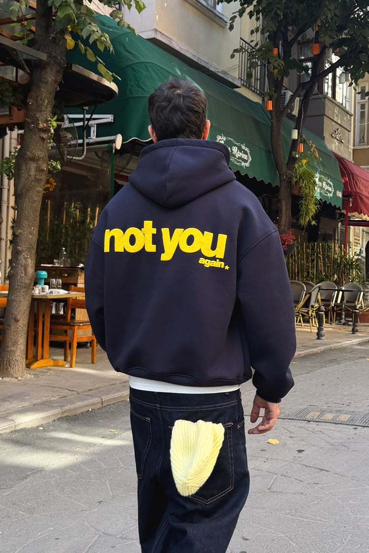 Not You Again Baskılı Hoodie