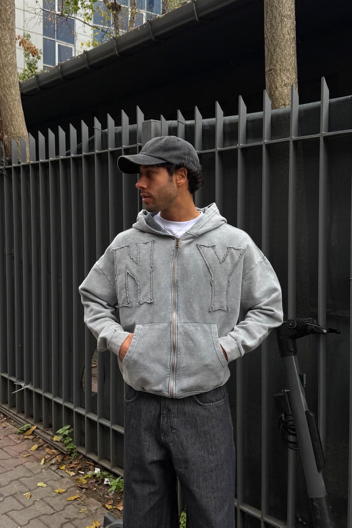 Ny Nakışlı Zip Hoodie
