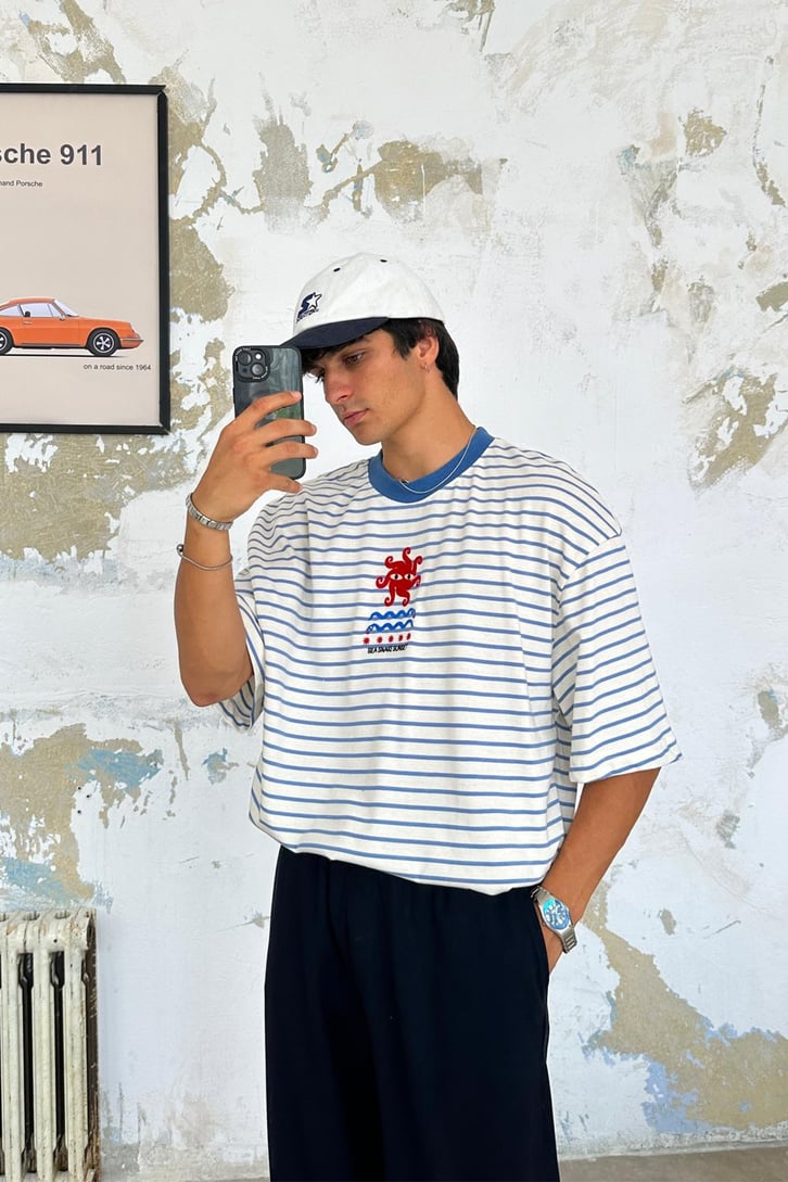 Octopus Nakışlı Oversize Tişört