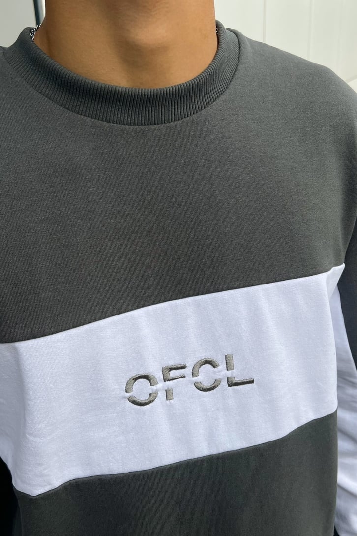 OFCL Nakışlı Koyu Gri Oversize Sweatshirt