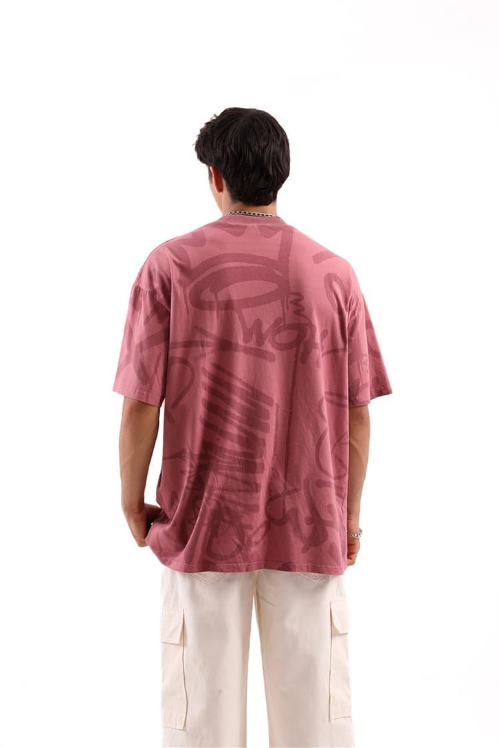 Official Baskılı Bordo Oversize Tshirt