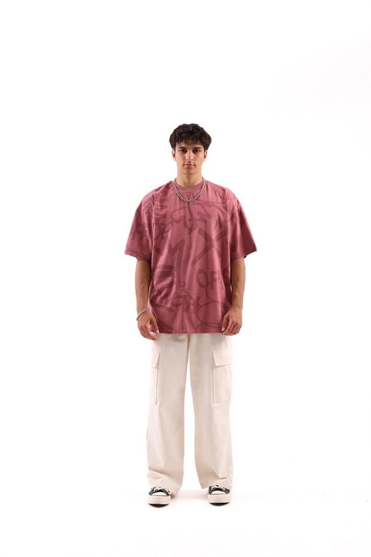 Official Baskılı Bordo Oversize Tshirt