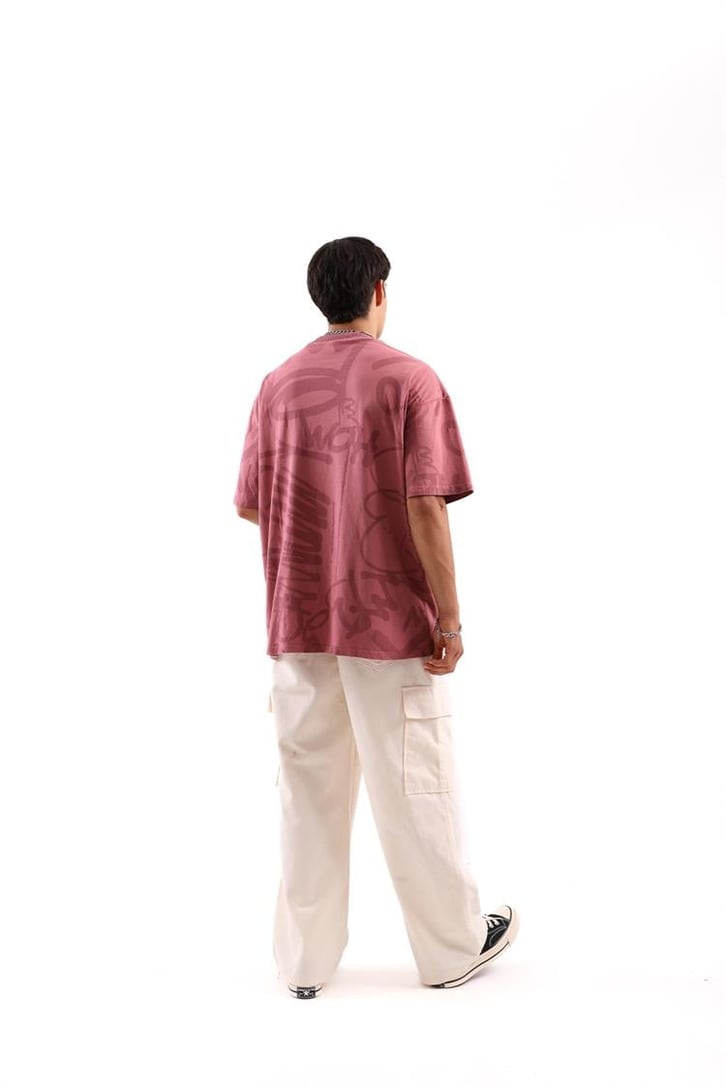 Official Baskılı Bordo Oversize Tshirt