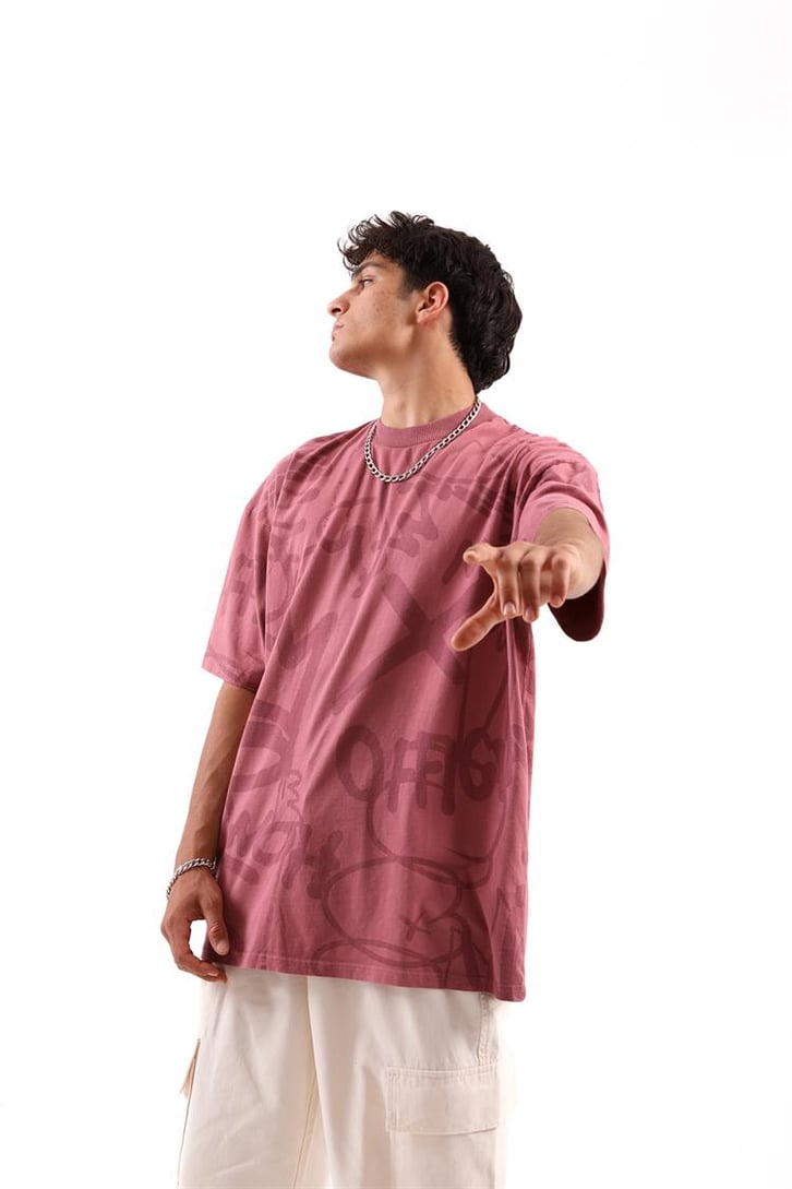 Official Baskılı Bordo Oversize Tshirt