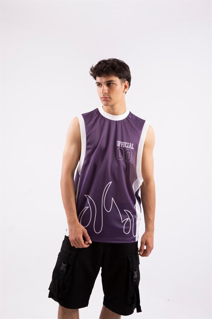 Official Flame Baskılı Mor Atlet