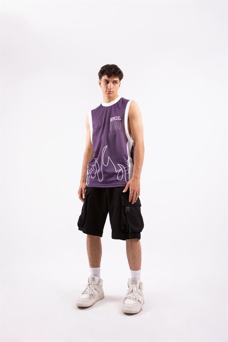 Official Flame Baskılı Mor Atlet