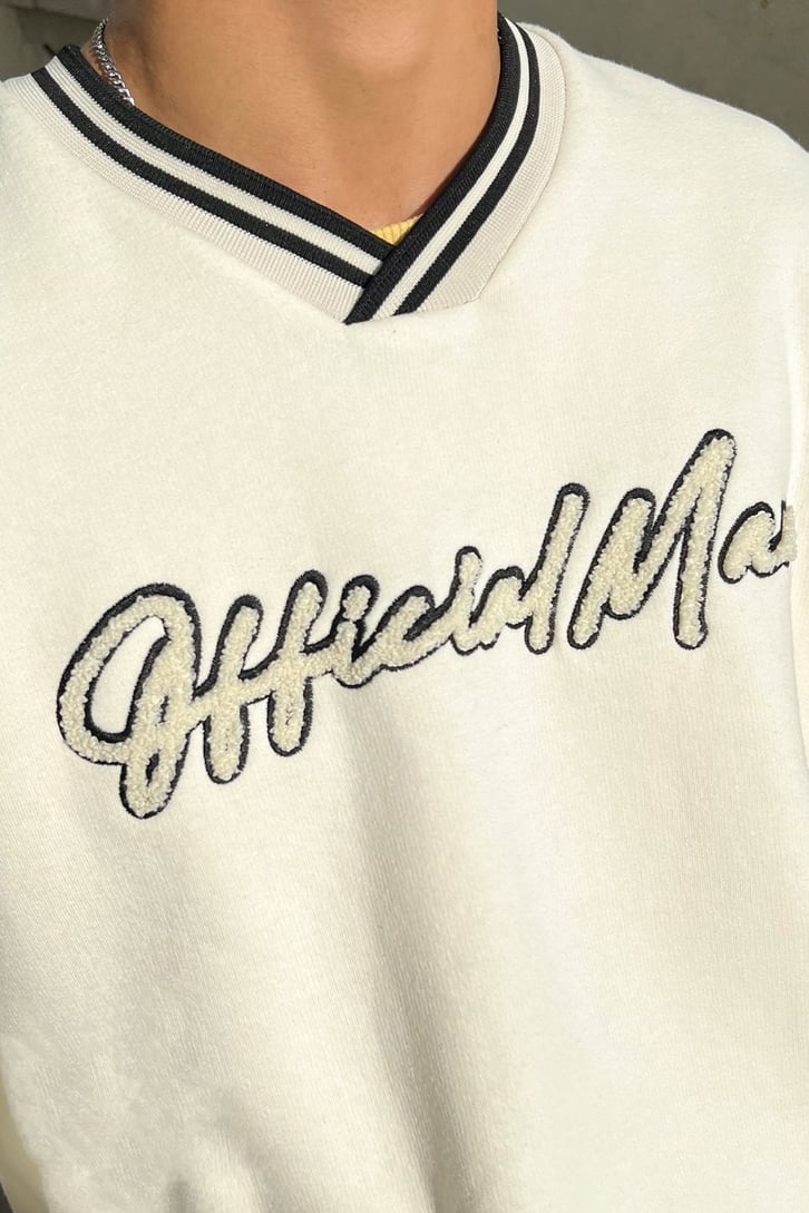 Official Nakışlı Ekru Oversize Sweatshirt
