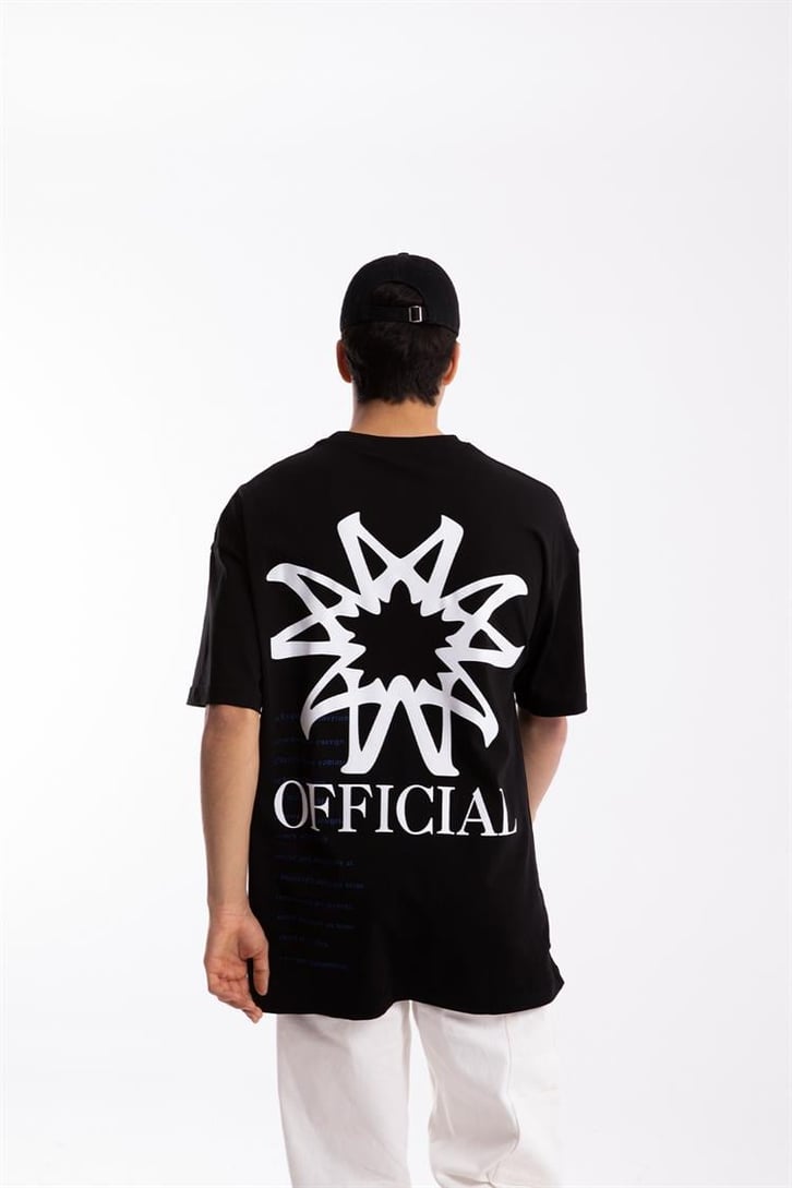 Official Sırt Baskılı Siyah Oversize Tişört