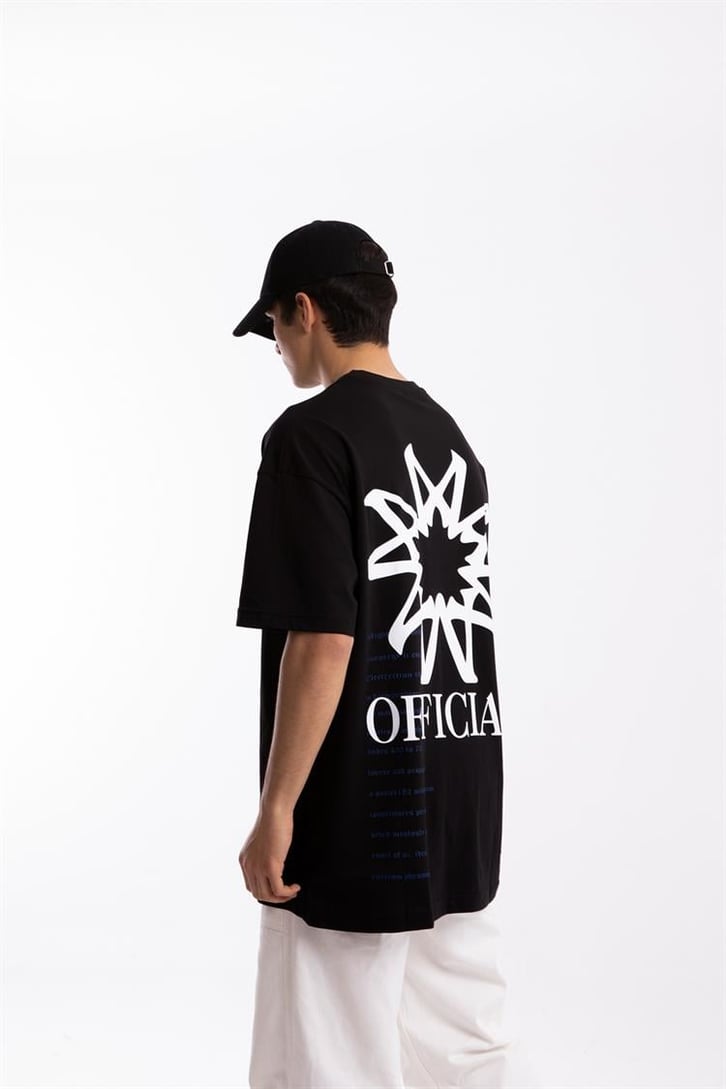 Official Sırt Baskılı Siyah Oversize Tişört