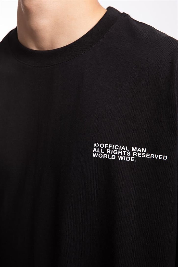 Official Sırt Baskılı Siyah Oversize Tişört