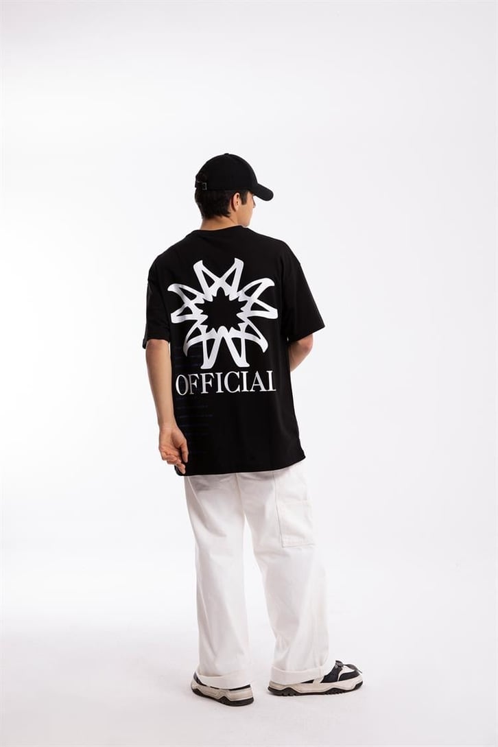 Official Sırt Baskılı Siyah Oversize Tişört